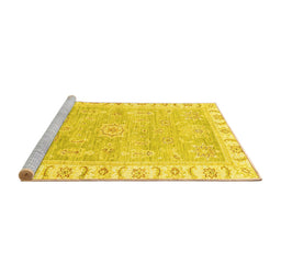 Sideview of Machine Washable Oriental Yellow Traditional Rug, wshabs3711yw