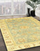 Abstract Mustard Yellow Oriental Rug in Family Room, abs3711