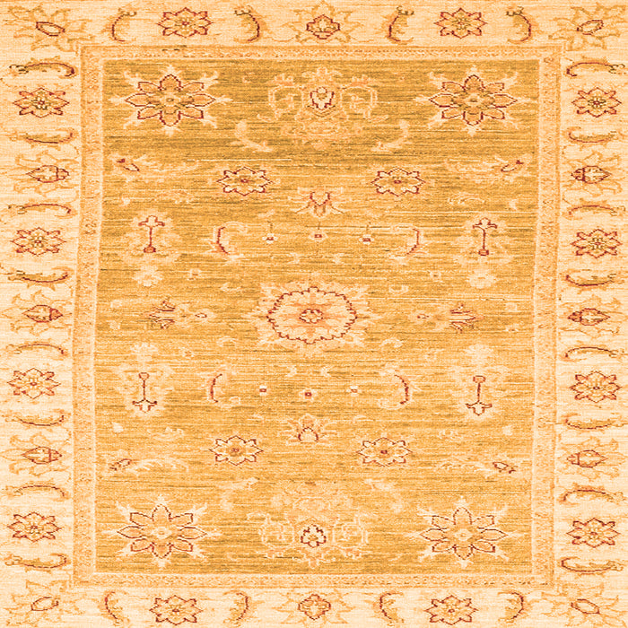 Square Machine Washable Oriental Orange Traditional Area Rugs, wshabs3711org