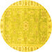 Round Oriental Yellow Traditional Rug, abs3711yw