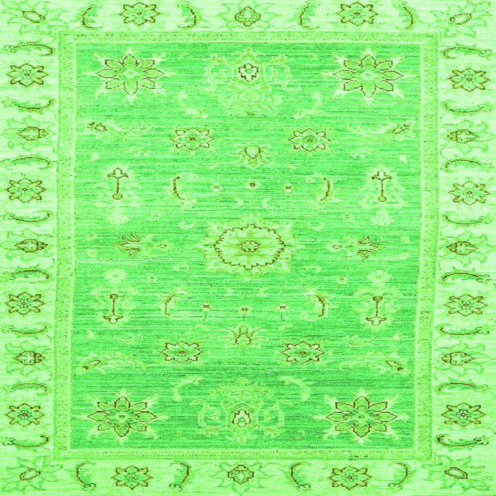 Square Machine Washable Oriental Green Traditional Area Rugs, wshabs3711grn