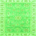 Square Machine Washable Oriental Green Traditional Area Rugs, wshabs3711grn