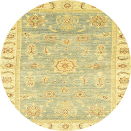 Round Abstract Mustard Yellow Oriental Rug, abs3711