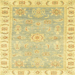 Square Machine Washable Abstract Mustard Yellow Rug, wshabs3711