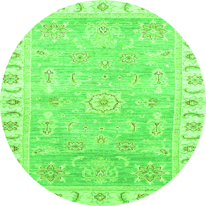 Round Oriental Green Traditional Rug, abs3711grn