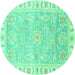 Round Oriental Turquoise Traditional Rug, abs3711turq