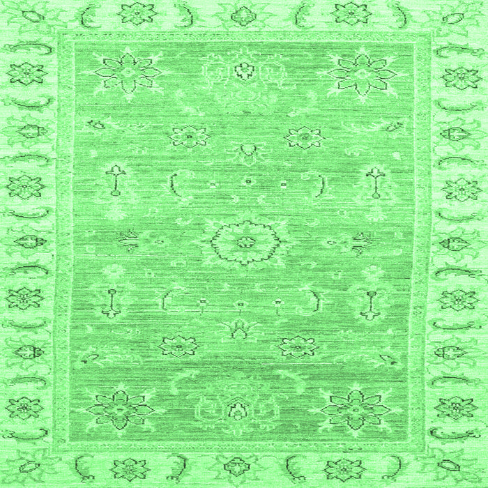 Square Oriental Emerald Green Traditional Rug, abs3711emgrn