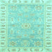 Square Machine Washable Oriental Light Blue Traditional Rug, wshabs3711lblu