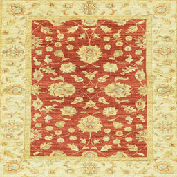 Square Abstract Mustard Yellow Oriental Rug, abs3712