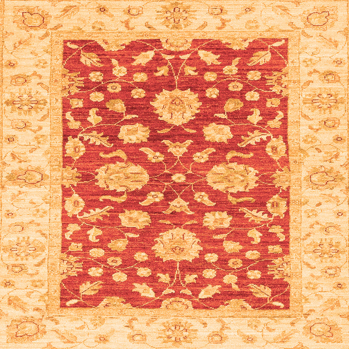 Square Machine Washable Oriental Orange Traditional Area Rugs, wshabs3712org