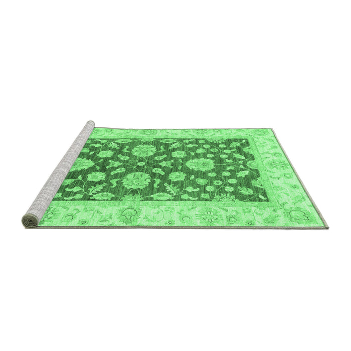 Sideview of Machine Washable Oriental Emerald Green Traditional Area Rugs, wshabs3712emgrn
