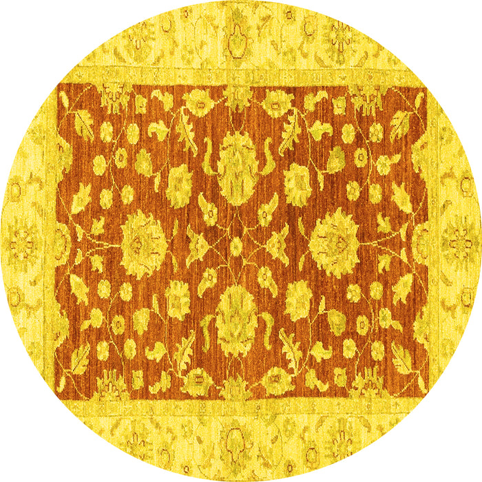 Round Oriental Yellow Traditional Rug, abs3712yw