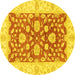 Round Oriental Yellow Traditional Rug, abs3712yw