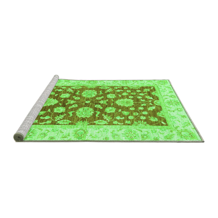 Sideview of Machine Washable Oriental Green Traditional Area Rugs, wshabs3712grn