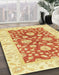 Abstract Mustard Yellow Oriental Rug in Family Room, abs3712