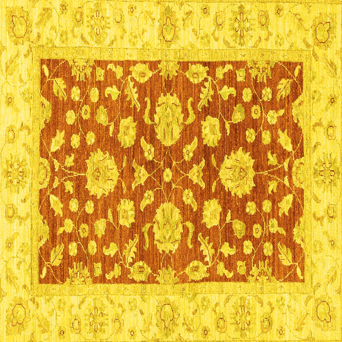 Square Machine Washable Oriental Yellow Traditional Rug, wshabs3712yw