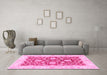 Machine Washable Oriental Pink Traditional Rug in a Living Room, wshabs3712pnk