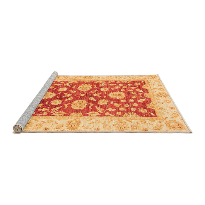 Sideview of Machine Washable Oriental Orange Traditional Area Rugs, wshabs3712org