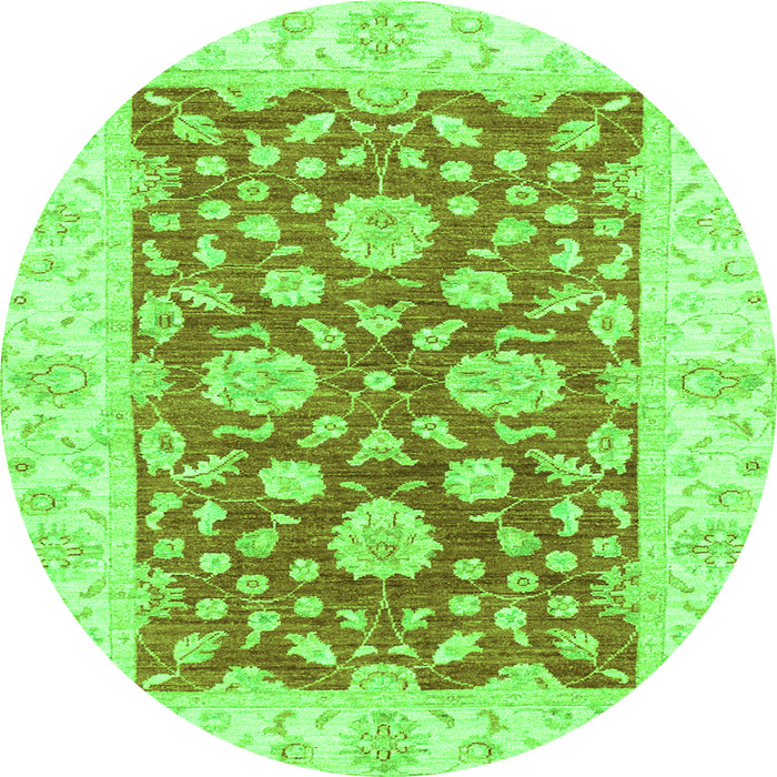 Round Oriental Green Traditional Rug, abs3712grn