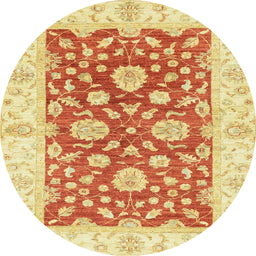 Round Abstract Mustard Yellow Oriental Rug, abs3712