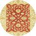 Round Abstract Mustard Yellow Oriental Rug, abs3712