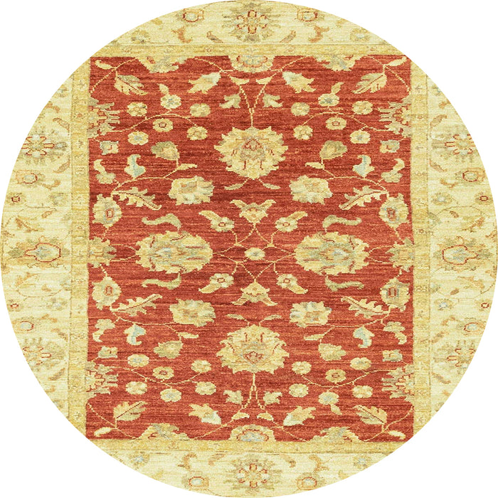 Round Machine Washable Abstract Mustard Yellow Rug, wshabs3712