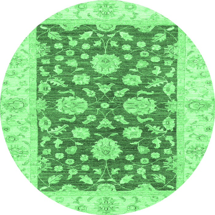 Round Oriental Emerald Green Traditional Rug, abs3712emgrn