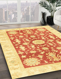 Abstract Chrome Gold Yellow Oriental Rug, abs3713