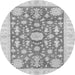 Round Machine Washable Oriental Gray Traditional Rug, wshabs3713gry