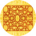 Round Oriental Yellow Traditional Rug, abs3713yw