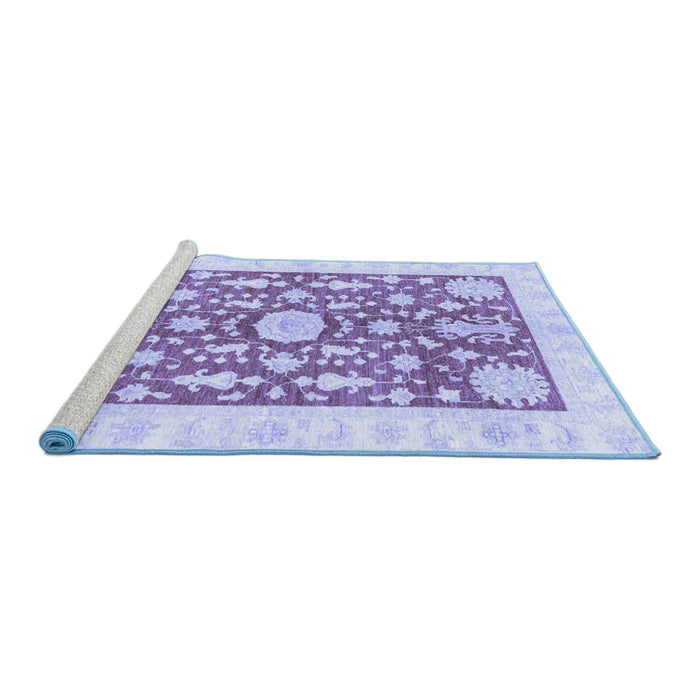 Sideview of Machine Washable Oriental Blue Traditional Rug, wshabs3713blu
