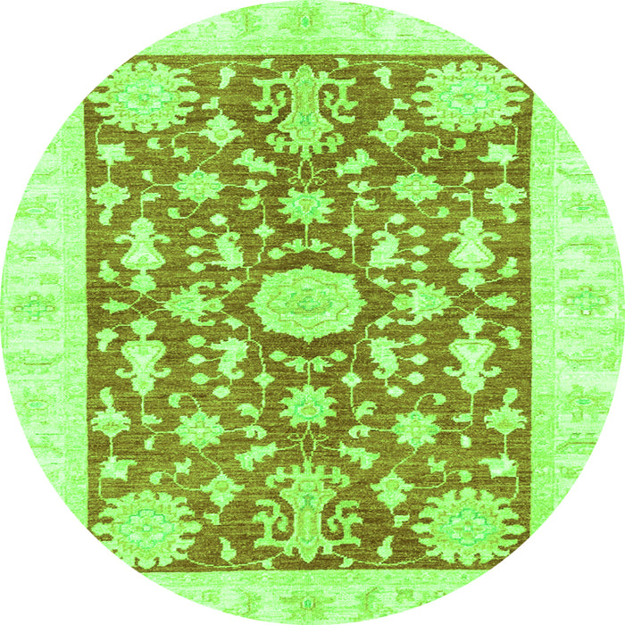 Round Oriental Green Traditional Rug, abs3713grn