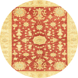 Round Abstract Chrome Gold Yellow Oriental Rug, abs3713