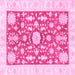 Square Machine Washable Oriental Pink Traditional Rug, wshabs3713pnk