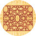 Round Oriental Brown Traditional Rug, abs3713brn