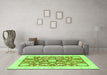 Machine Washable Oriental Green Traditional Area Rugs in a Living Room,, wshabs3713grn