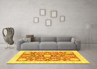 Machine Washable Oriental Yellow Traditional Rug, wshabs3713yw