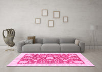 Machine Washable Oriental Pink Traditional Rug, wshabs3713pnk