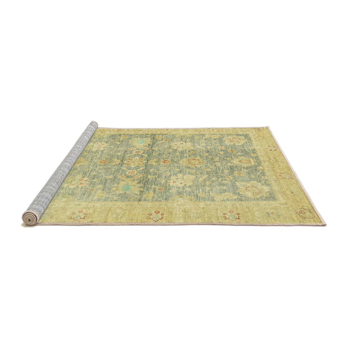 Sideview of Machine Washable Abstract Mustard Yellow Rug, wshabs3714