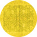 Round Oriental Yellow Traditional Rug, abs3714yw