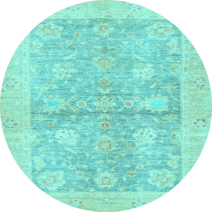 Round Oriental Light Blue Traditional Rug, abs3714lblu