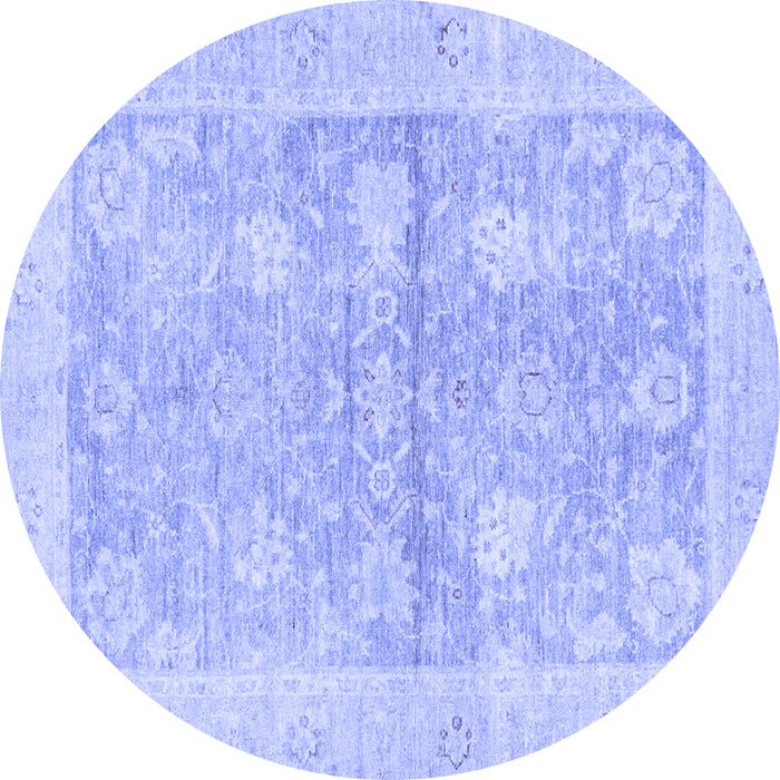 Round Oriental Blue Traditional Rug, abs3714blu