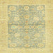 Square Abstract Mustard Yellow Oriental Rug, abs3714