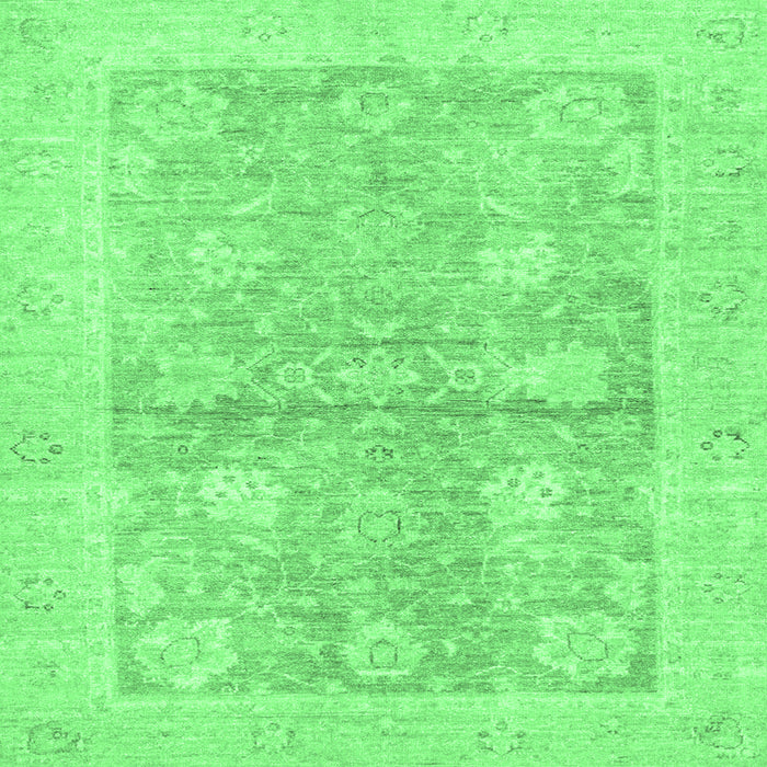 Square Machine Washable Oriental Emerald Green Traditional Area Rugs, wshabs3714emgrn