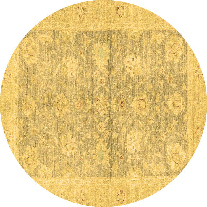 Round Machine Washable Oriental Brown Traditional Rug, wshabs3714brn