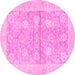 Round Oriental Pink Traditional Rug, abs3714pnk