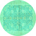 Round Oriental Turquoise Traditional Rug, abs3714turq