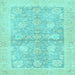 Square Oriental Light Blue Traditional Rug, abs3714lblu