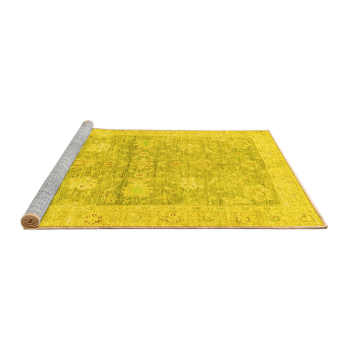 Sideview of Machine Washable Oriental Yellow Traditional Rug, wshabs3714yw
