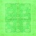 Square Machine Washable Oriental Green Traditional Area Rugs, wshabs3714grn